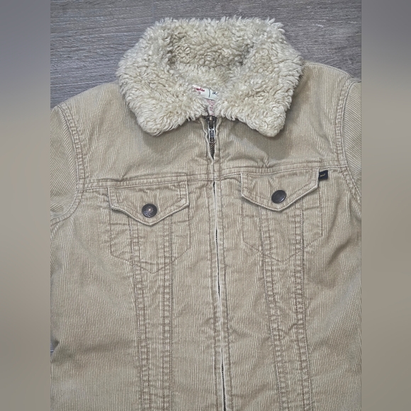 Vintage Y2K 90's Ambercrombie & Fitch Tan Corduroy Trucker Coat XS BoHo Grunge - Picture 5 of 5